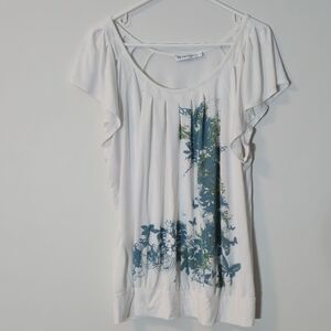 Revolution by Ricki's XXL Floral Butterfly Flutter Sleeve Blouse